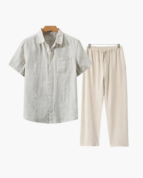 Conjunto inspirado nas férias nobres da Riviera Francesa, ideal para dias ensolarados.