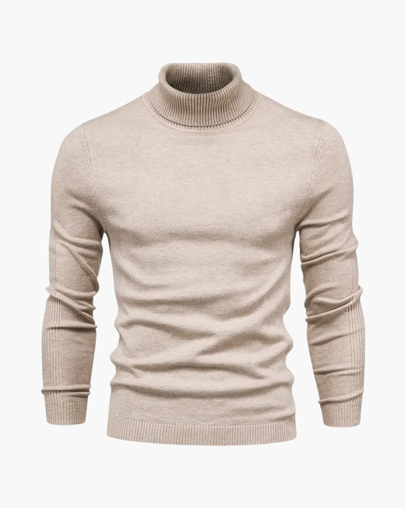 Suéter masculino de inverno com gola alta ajustada, estilo clássico e refinado Old Money.