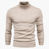 Suéter masculino de inverno com gola alta ajustada, estilo clássico e refinado Old Money.