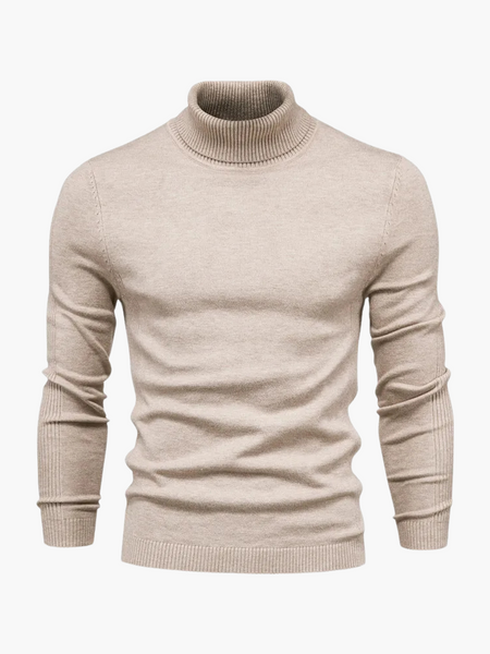Suéter masculino de inverno com gola alta ajustada, estilo clássico e refinado Old Money.