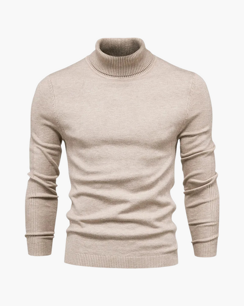 Suéter masculino de inverno com gola alta ajustada, estilo clássico e refinado Old Money.