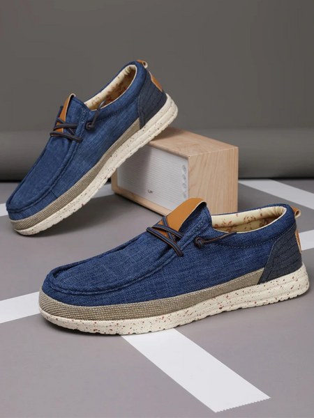 Detalhes minimalistas e design slip-on para estilo old money, como lona premium que parece jeans.