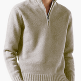 Suéter preto masculino com zíper frontal. Um clássico essencial para o inverno old money.